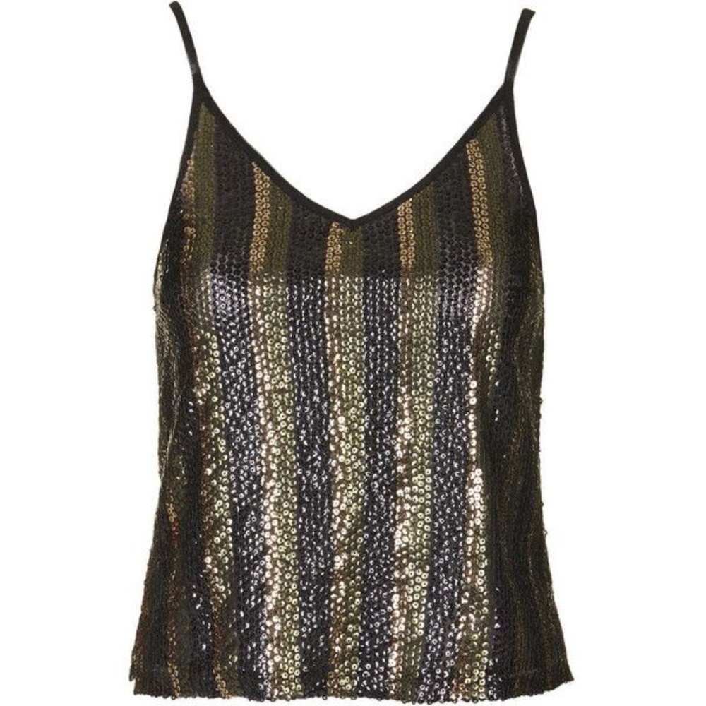 TOPSHOP Stripe Sequin Cami Top